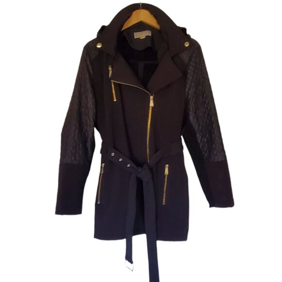 Michael Kors Asymmetrical Belted Coat - Picture 1 of 12